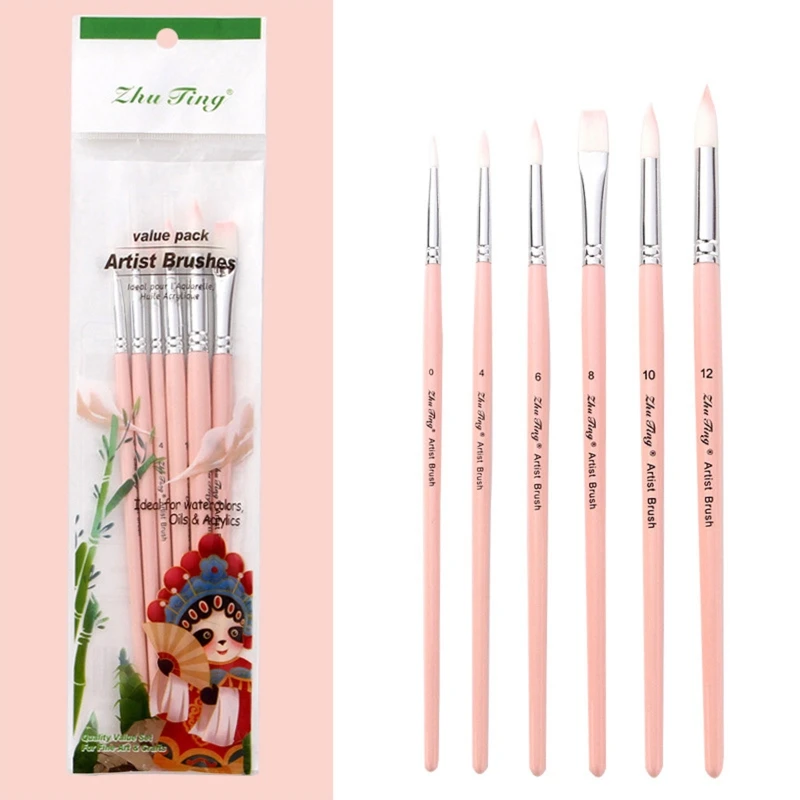 

Portable Paintbrush Kit Wooden Paint Brushes Beginner Art Set for Canvas Rocks Watercolor Gouache Acrylic Painting 24BB