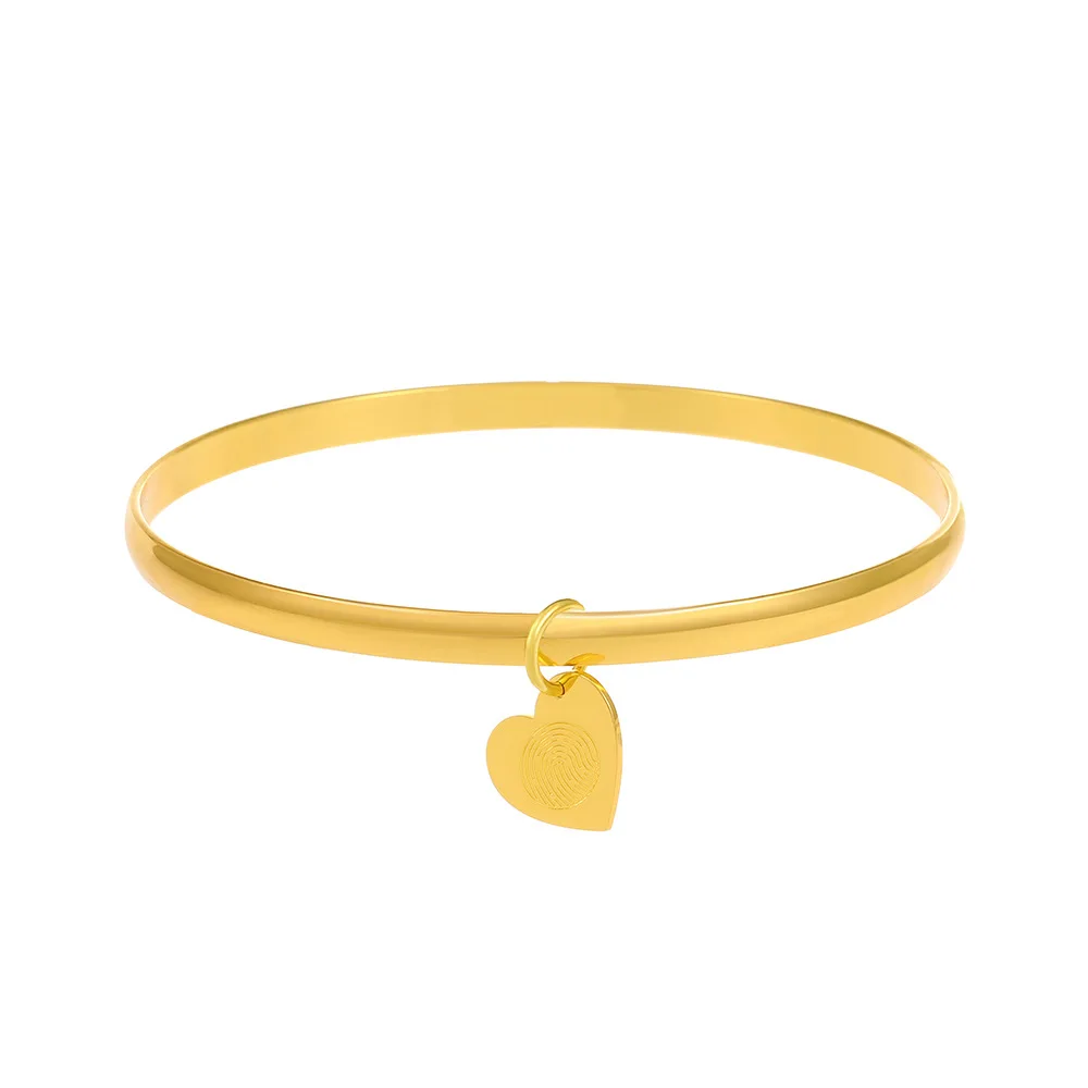 

Heart Charms Pendant Bracelet Stainless Steel Smooth Gold Bracelet Ladies Women Wedding Party Luxury Simple Bracelet