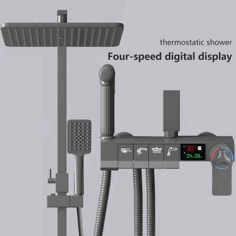 Полностью медный смеситель для душа с серым пианино-клавишами Звездный цвет