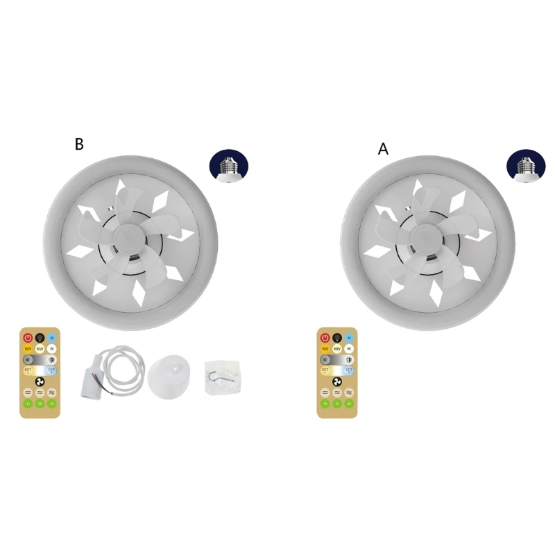 

LED Shaking Head Fan Lamp E27 60W Ceiling Fan Light 3-mode Adjustable 3000-6000K