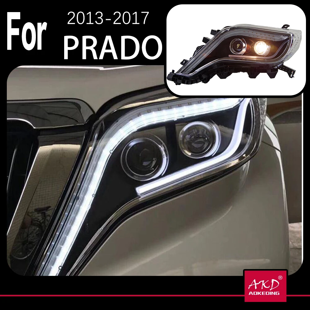 

AKD Car Model for Toyota Prado LC150 2013-2017 LED Headlight LED DRL Hid Option Head Lamp Angel Eye Bi Xenon Beam Accessories