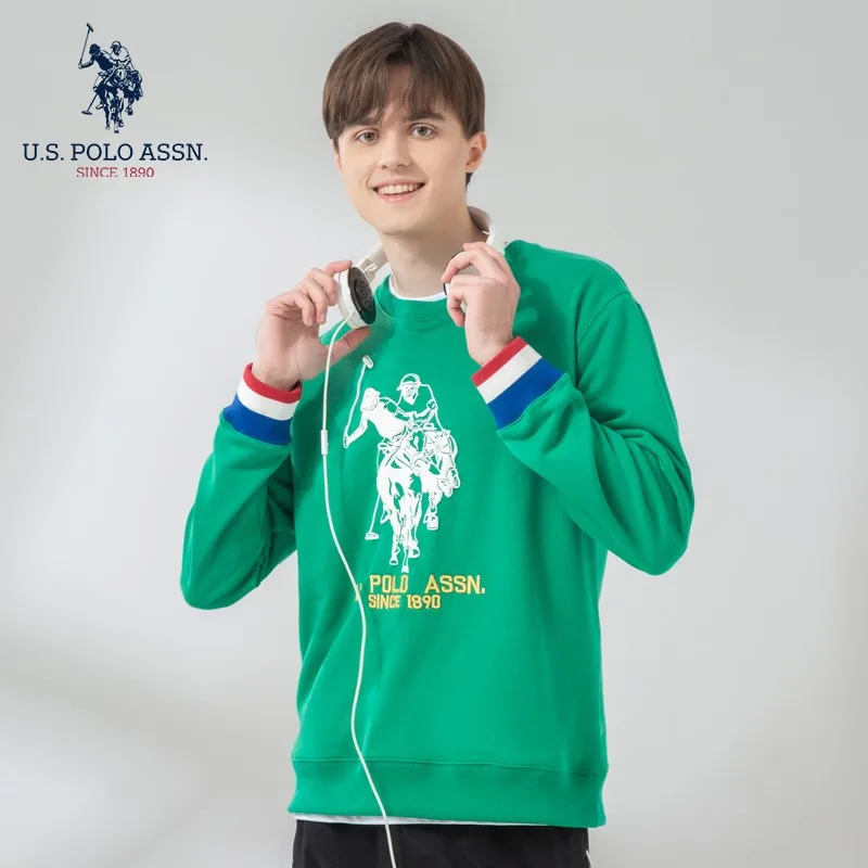 U.S.Polo Assn. Парный свободный свитер с круглым вырезом модный Премиум длинными