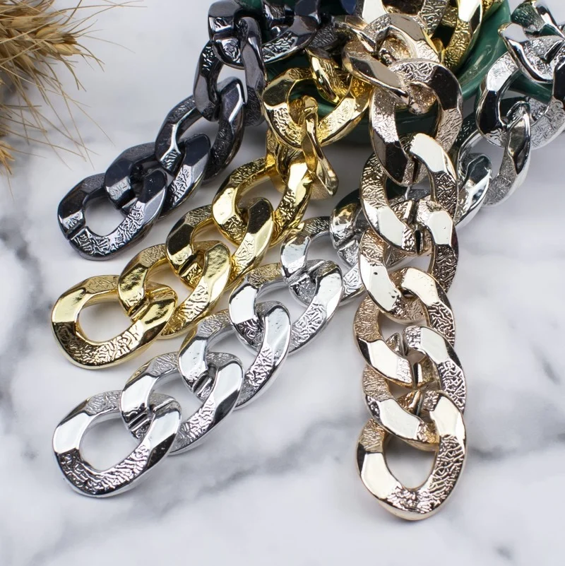 

25*32mm Plating ABS Twisted Chains Assembled Beads Charms Bracelet Necklace for Jewelry Making DIY Accessories