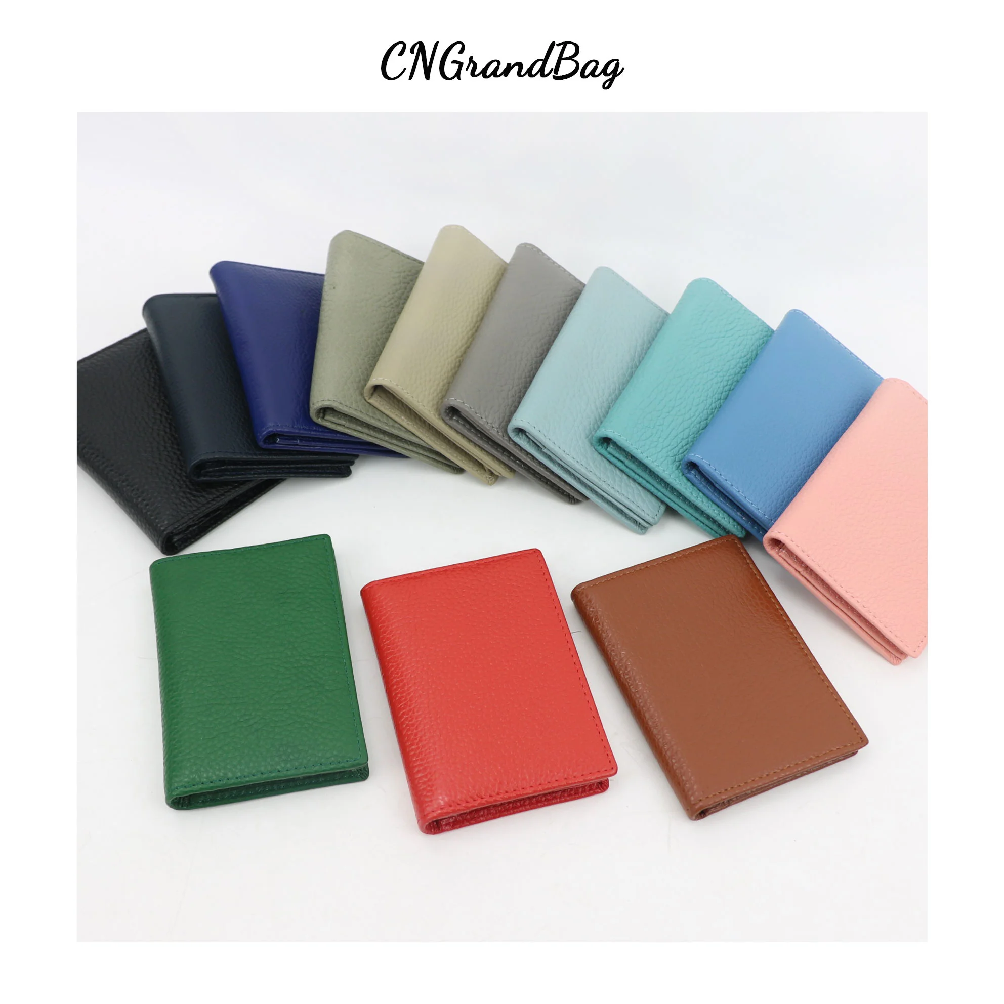 Free Customized Letters Service Genuine Cow Leather Business Card Holder Men Women Leather Card Case