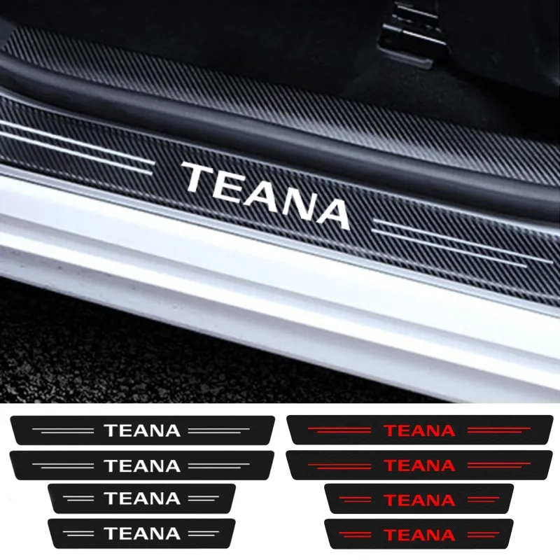 

4 шт., карбоновое волокно для Nissan Teana Logo X-Trail Qashqai 370Z Altima Tiida, защитная пленка на порог автомобиля