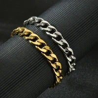 simple width 3 6 11mm mens bracelets stainless steel curb cuban link chain bracelets for men boy trendy wrist jewelry gifts