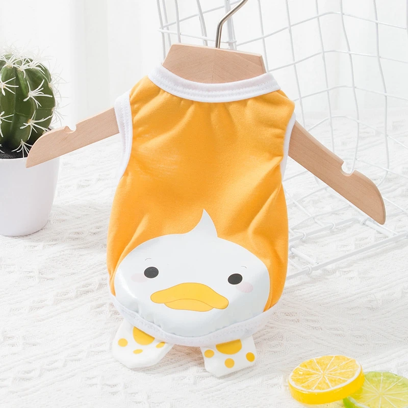 Pet Cat Vest Puppy Pure Cotton Breathable T-Shirt Thin Small Medium-Sized Dog Little Yellow Duck Penguin Cute Clothes XS~XL |