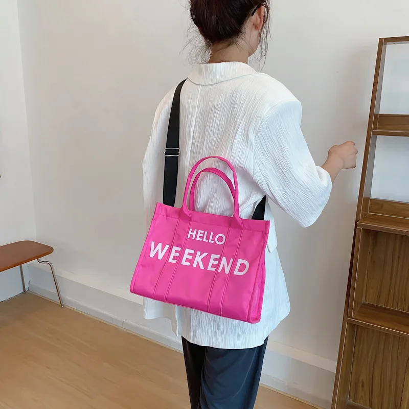 Large Capacity Top-handle Bags For Women Casual Tote Fashion Letter Nylon Crossbody Shoulder Bag Ladies Handbag