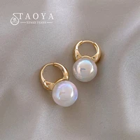2022 new sweet dream color pearl pendant metal ear button earrings elegant accessories for womans korean fashion jewelry party