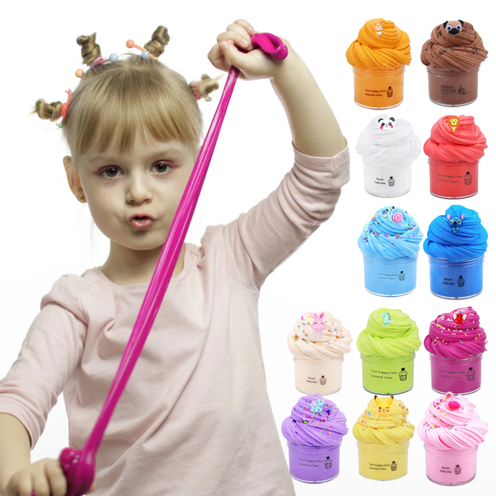 

12pcs DIY Kit Fluffy Supplies Fruit Pressure Children Cookies Toy Charms Accessories Toys For Kids