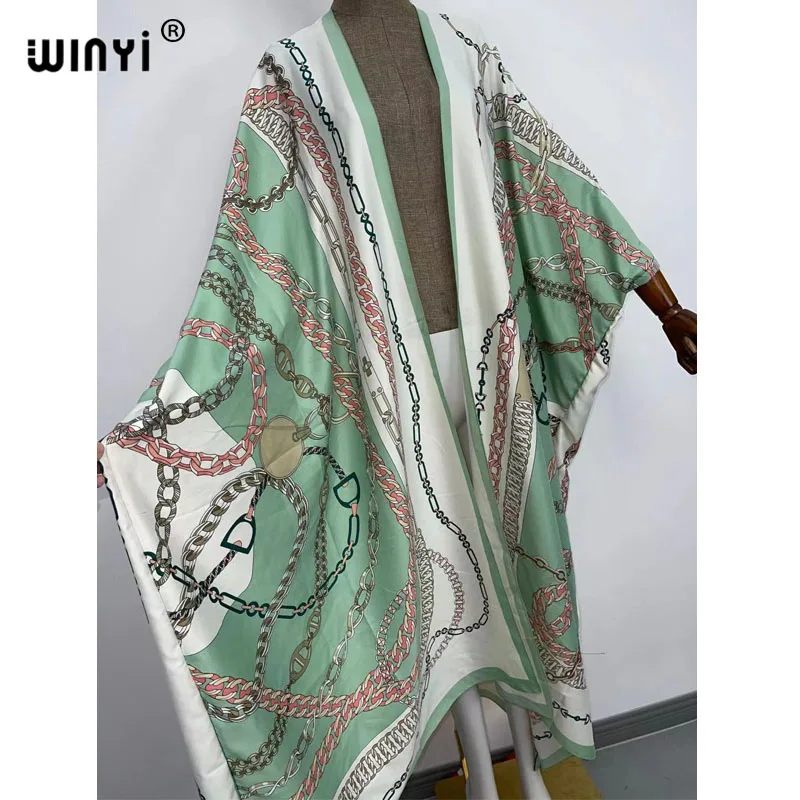 Кимоно WINYI с принтом caftan пляжный купальник красочная винтажная накидка на бикини