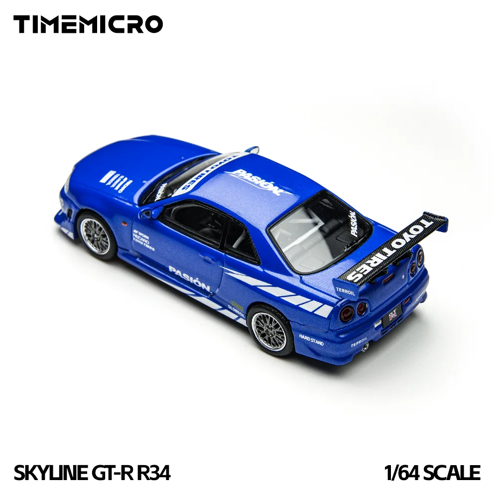 Фото Модель автомобиля TimeMicro1:64 Skyline GT-R R34, имитация, литая под давлением, цвет синий, для коллекции, демонстрации, подарок №4