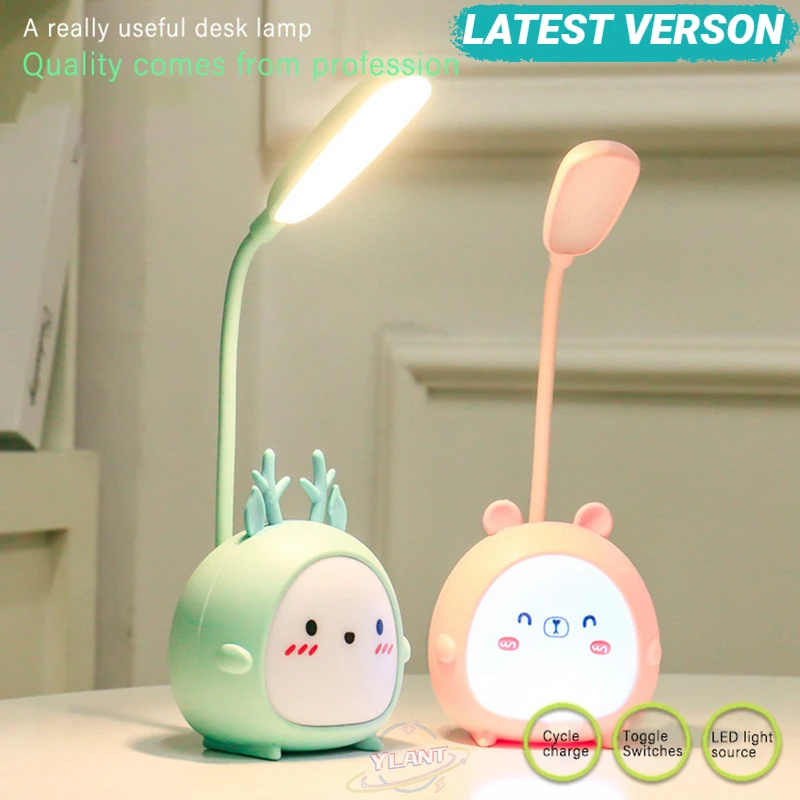 

LED Desk Lamp Cute Cartoon Table Lamp Eye Protection Reading Lamps Rechargeable Bedroom Three Mode Night Light For Kids Children