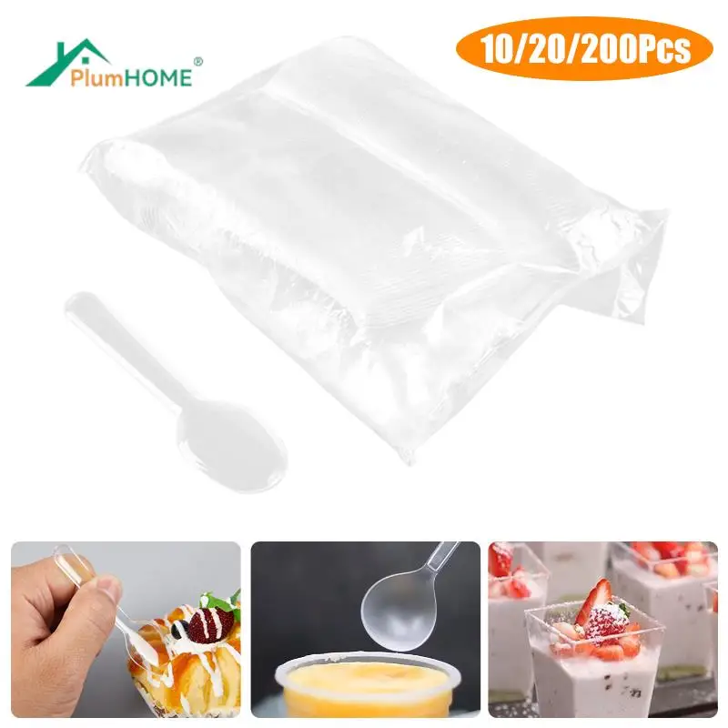 

200 шт., одноразовые пластиковые ложки для десерта