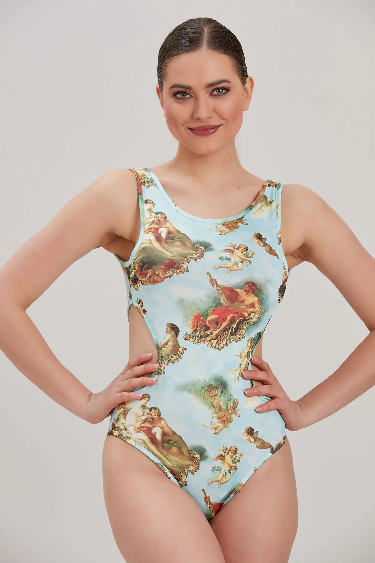 

Женский комбинезон с принтом мятного цвета, облегающий Летний комбинезон-футляр, одежда для улицы