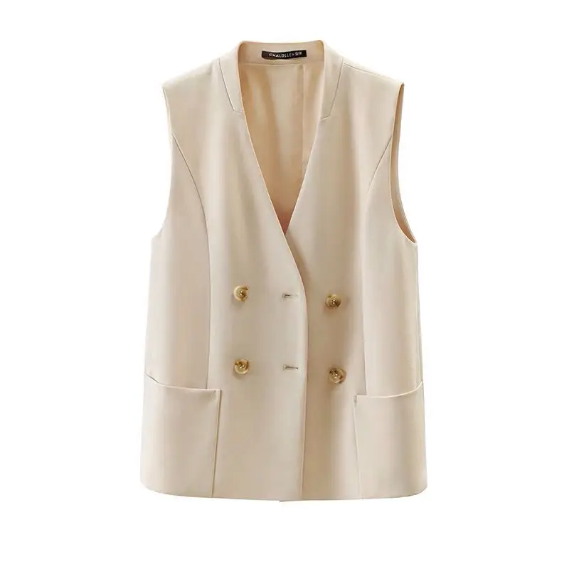 Женский офисный жилет Блейзер новинка 2021 модная Свободная куртка без рукавов