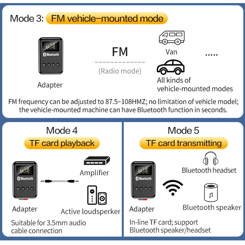 Bluetooth 5 0 приемник аудиопередатчика с ЖК-дисплеем разъем 3 мм Aux беспроводной