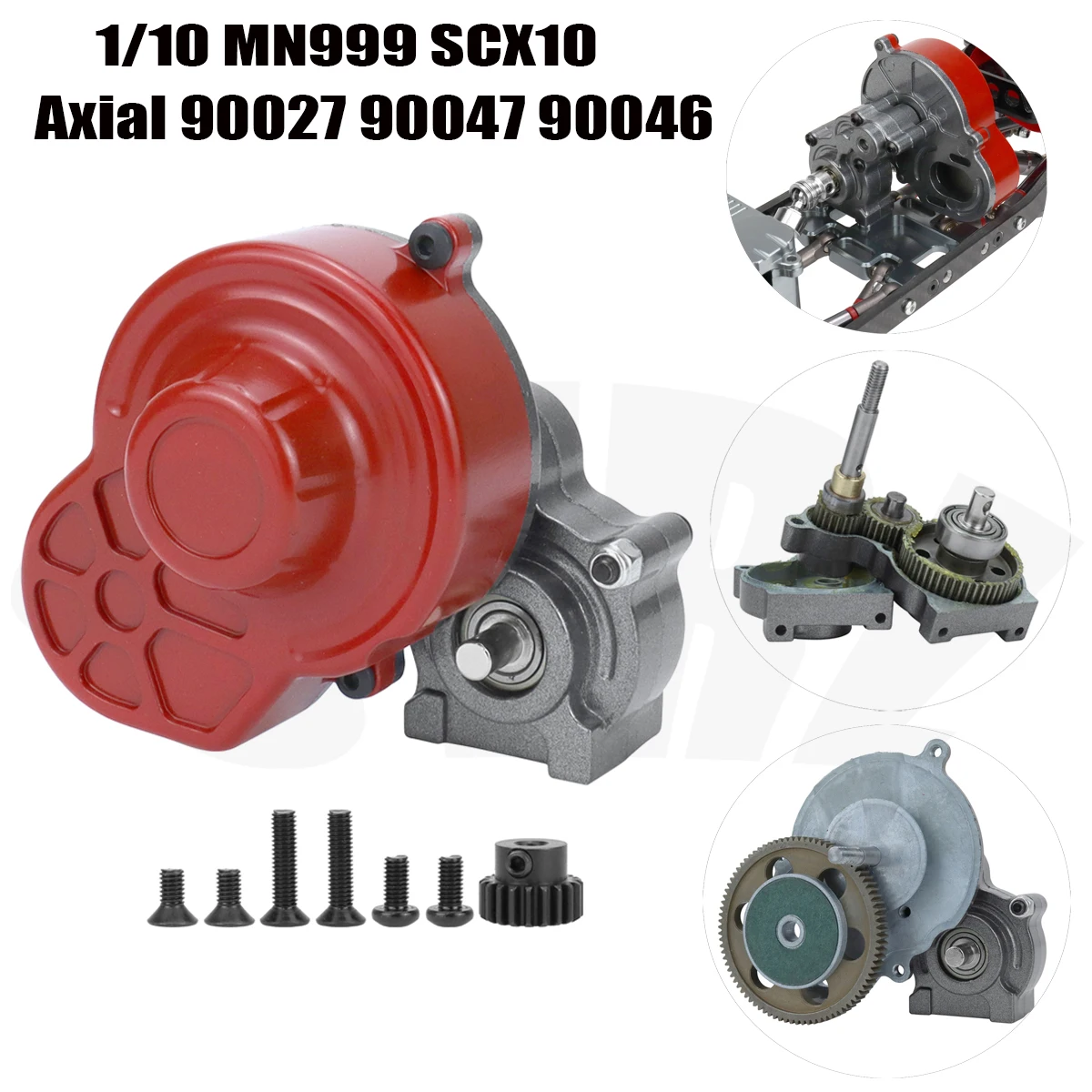 

SCX10 All Metal Gearbox Transmission Box with Motor Gear for 1/10 RC Crawler Axial SCX10 90047 MN999 RC Car Upgrade Parts