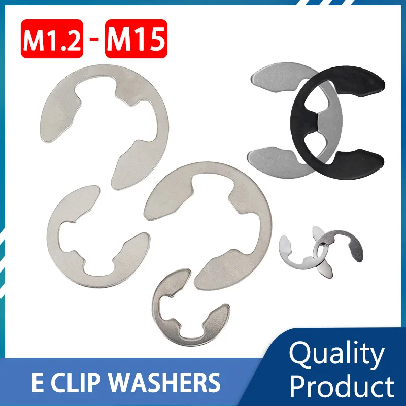

M1.2 M1.5 M2 M3 M4 M5 M6 M8 M9 M10 M12 M15 304 Stainless Steel External Retaining Ring E Clip Snap Circlip Shaft Washer Gasket