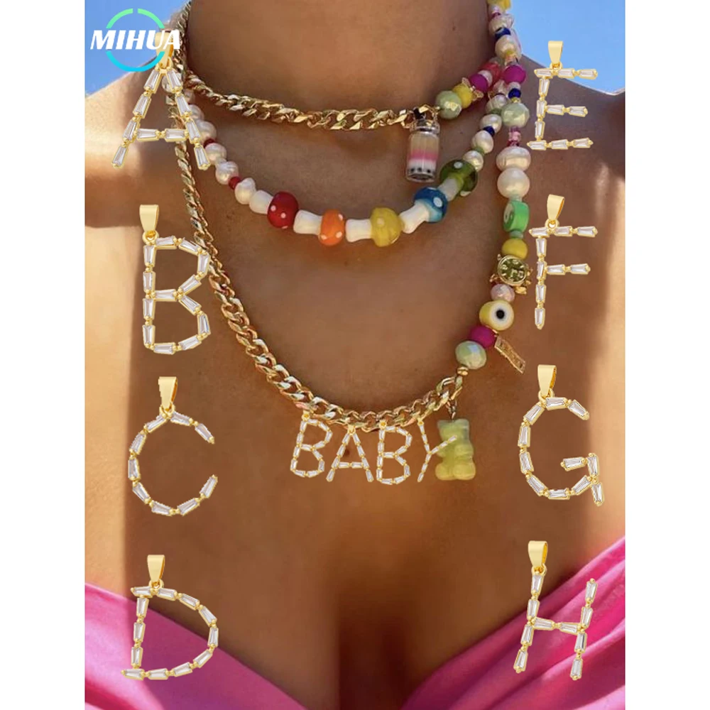 

26 Alphabet Letters Aaa Shine Cubic Zirconia for Women Exquisite 18k Real Gold Plated Necklaces Pendant Handwork Charm Pendant