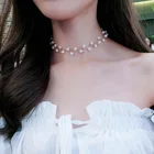 Корейская мода Женское Ожерелье-чокер жемчужная цепочка до ключиц эффектные женские ошейники ювелирные изделия подарок на день рождения