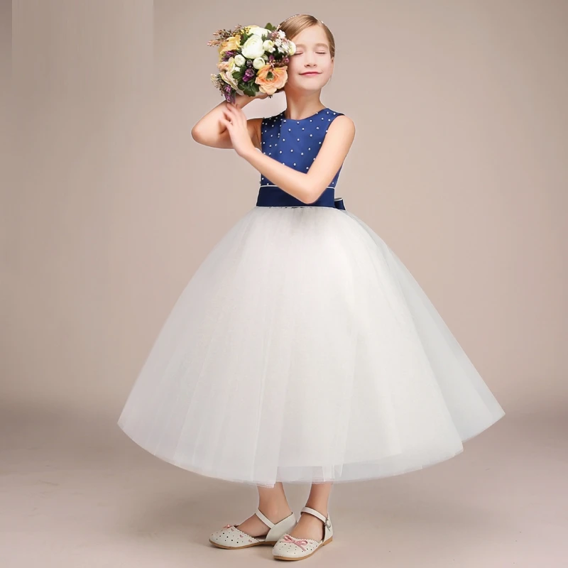 

Piano Performance Skirt Female Flower Girl Dresses Evening Princess Scoop Tulle Sleeveless