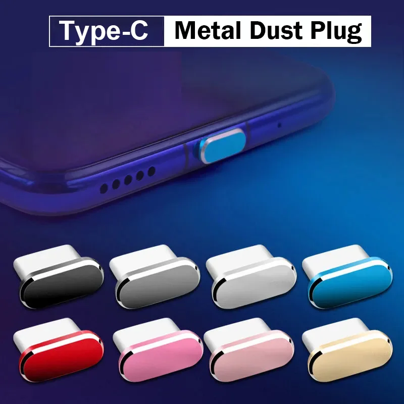 2pcs Metal Type-C Dust Plug USB Charging Port Protector Anti-dust Plug Cover Cap for Samsung Huawei Xiaomi Phone Dustplug Caps images - 6