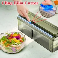 plastic cling film refillable box with slide cutter food wrap dispenser aluminum foil wax paper cutter kitchen accessories