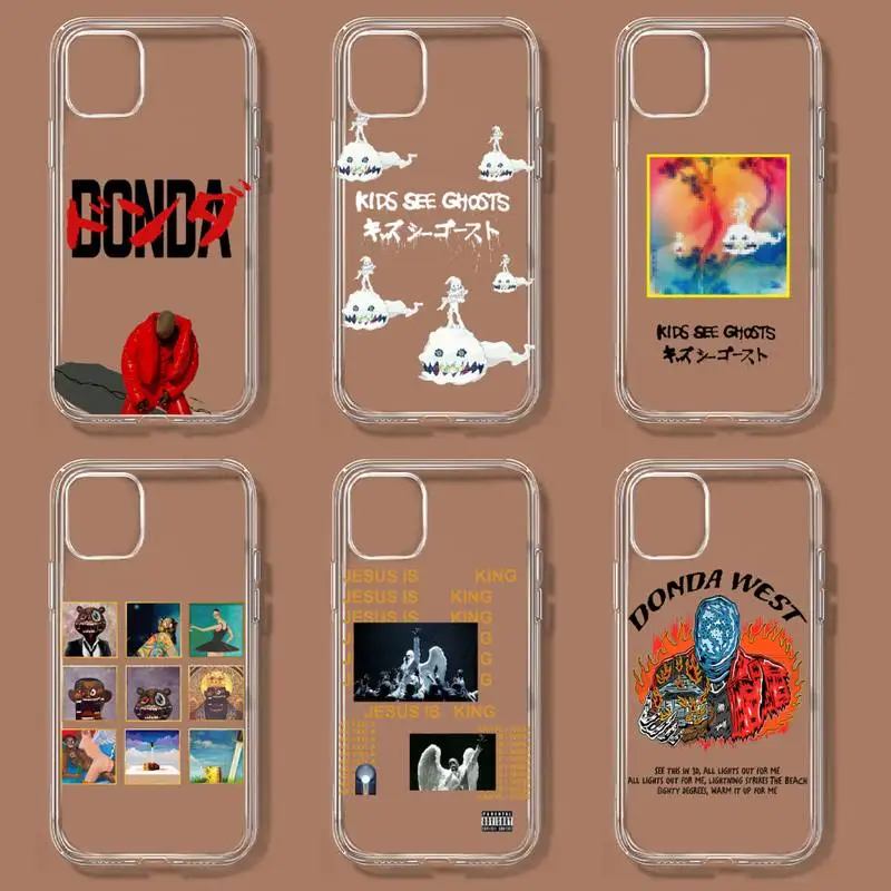

Kanye West Phone Case For iPhone 11 12 Mini 13 14 Pro XS Max X 8 7 6s Plus 5 SE XR Transparent Shell