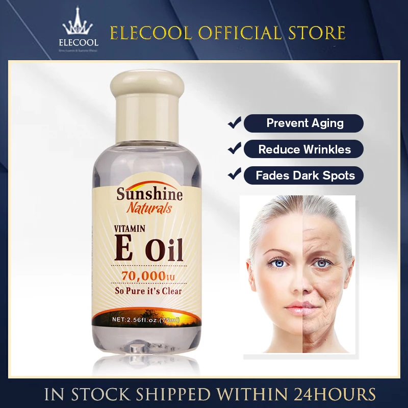 

Vitamin E Oil Pure Er Skin Beauty 70000iu Liquid 2.5 Oz Natural Aromatherapy Massage Base Face Serum Oil 75ml Anti Aging Whiten