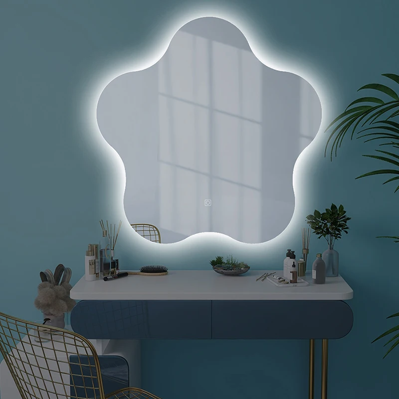 

Aesthetic Irregular Light Bathroom Mirror Wall Mounted Modern Illuminated Bathroom Mirror Electric Clear Espejo Home Improvement