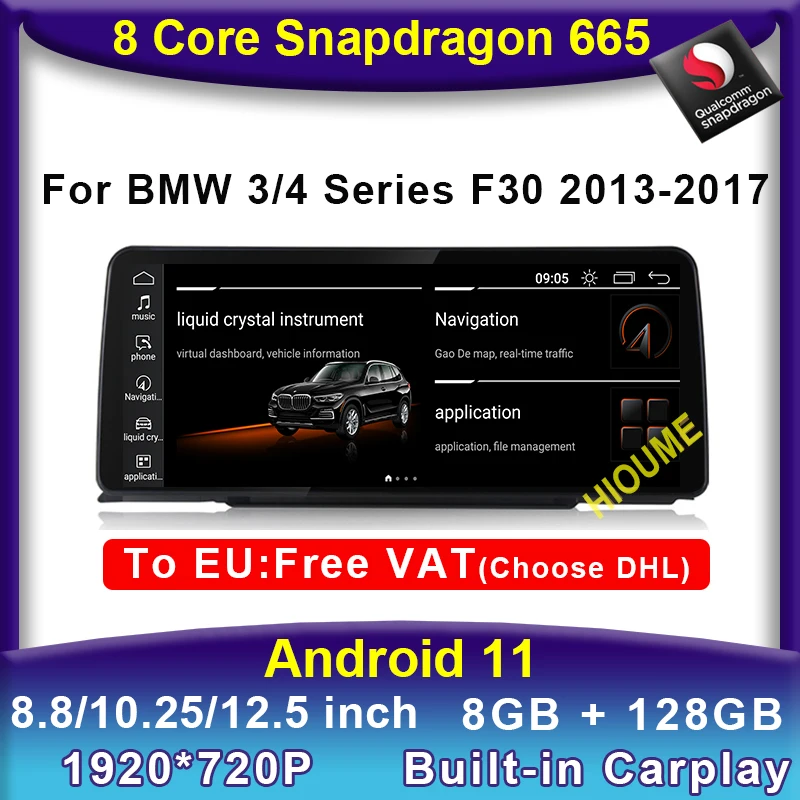 

10.25"/12.5" Android 11 Qualcomm Car Multimedia Player GPS Radio Stereo for BMW BMW F30 F31 F34 F32 F33 F36 NTB EVO CarPlay