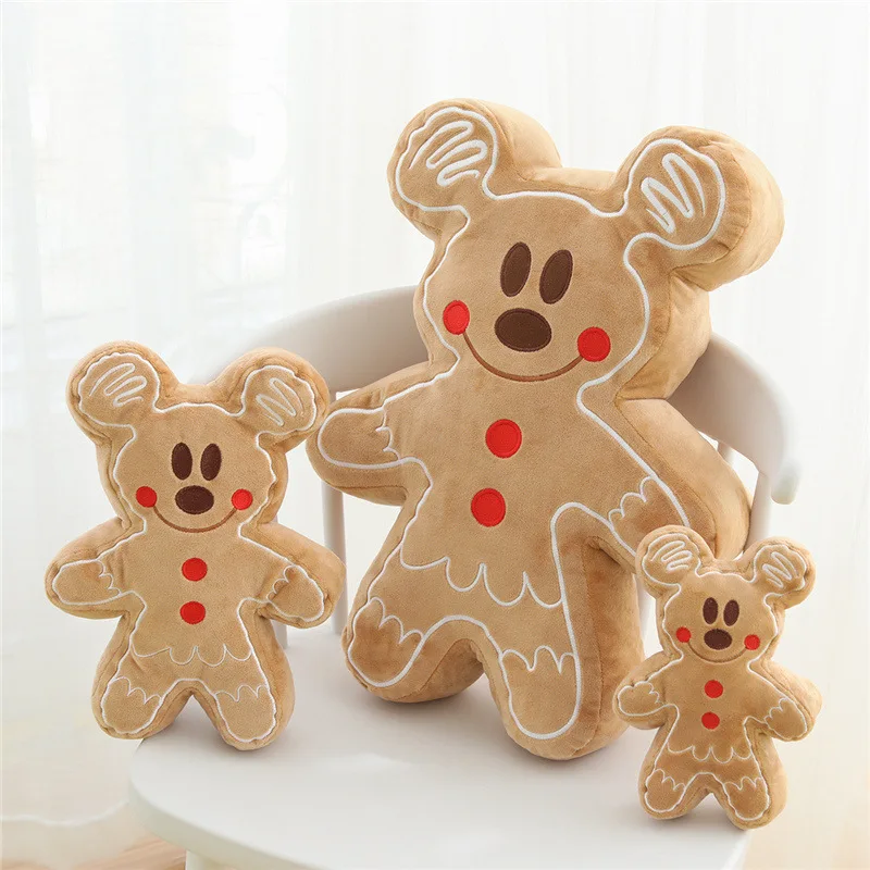 

Disney New Plush Doll pillow ins soft Gingerbread Man Minnie Mickey soft cute biscuit man cushion neck pillow gift for girls