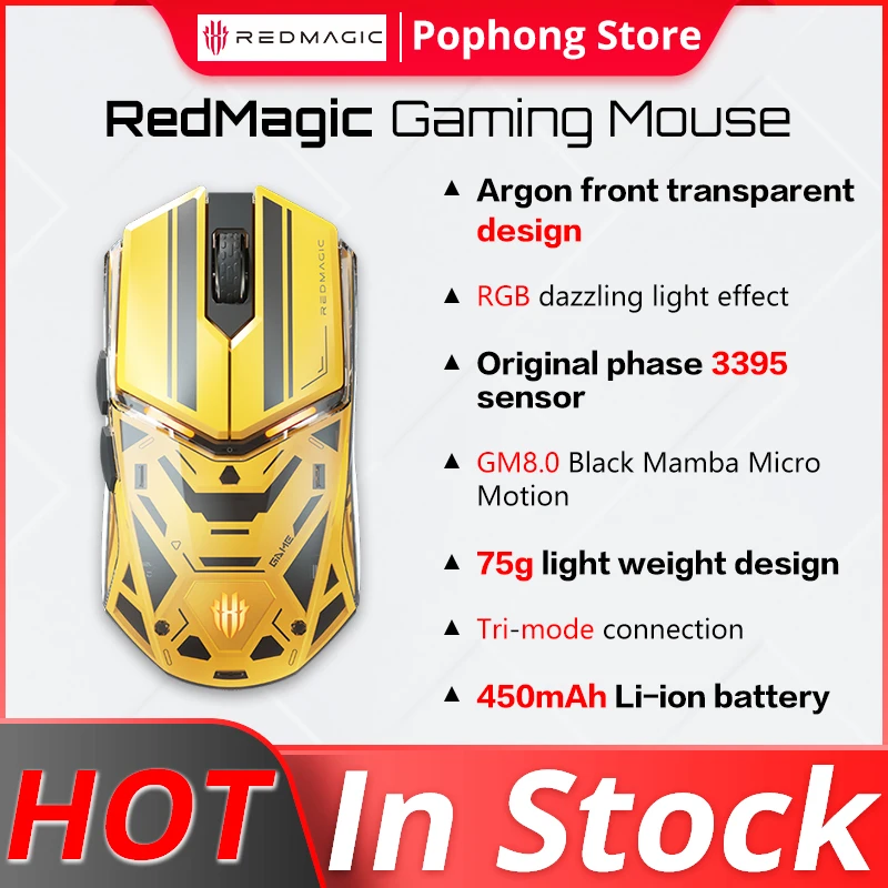 

Игровая мышь Nubia Redmagic, ультра-версия, игровая мышь с 3395 датчиками, RGB, 450 мАч