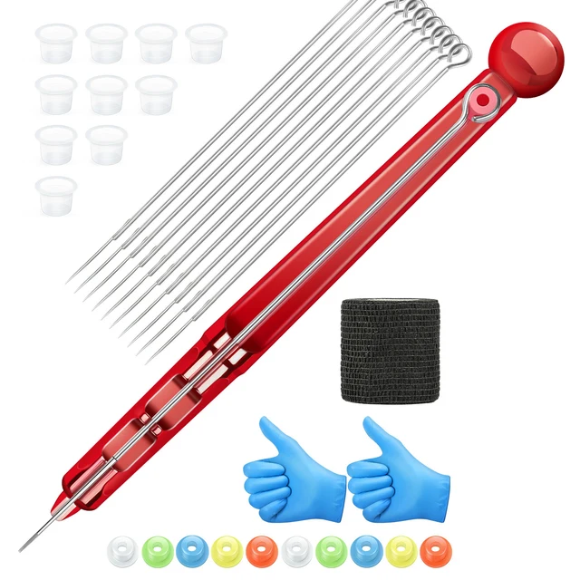 

1 Set Hand Poke Pen Stick Tool Tattoo Needle Holder Tattoo Ink Cup Glover Grommet Bandage Kit No Pigment