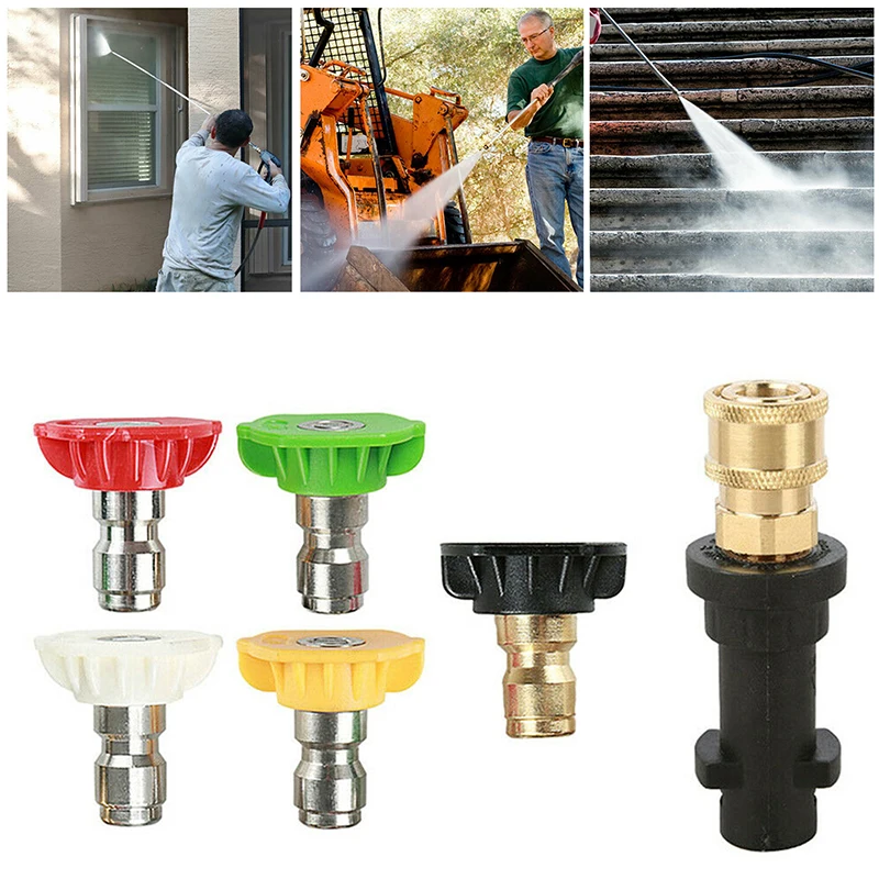 

1set High Pressure Washer Gun Adapter with 5pcs Nozzle Tips Spray Gun Water for Karcher K2 K3 K4 K5 K6 K7 Car Accessories