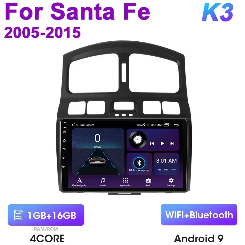 

Для Hyundai Classic Santa Fe 2005-2015 2 Din Android 13 Автомобильный радиоприемник Qualcomm SM6125 Мультимедийный видеоплеер Стерео 4G Carplay Auto