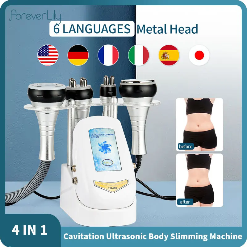 

4-In-1 Cavitation Ultrasonic Body Slimming Machine 40K RF Fat Burning Skin Tighten Anti-wrinkle Weight Loss Massage Device
