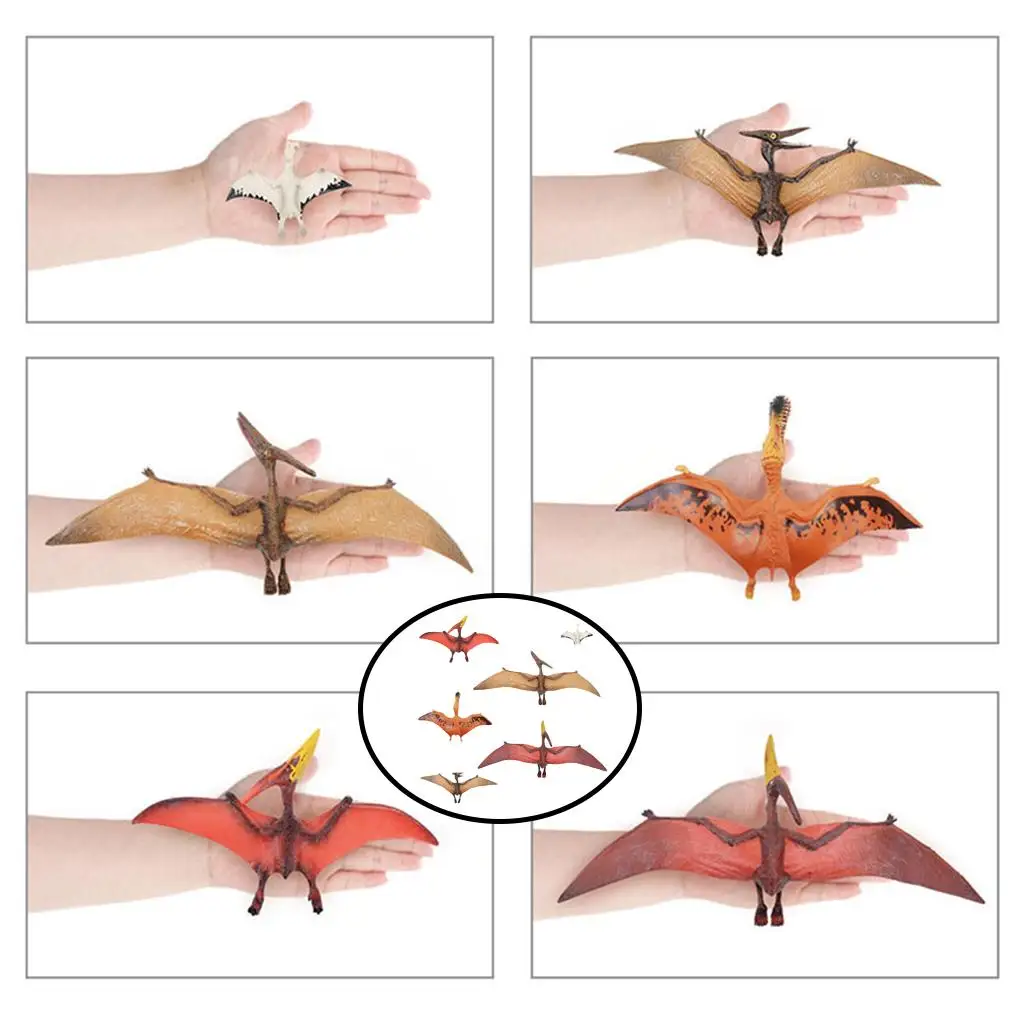 

6 динозавров ПВХ Pterosaur, фигурки, игрушки, образование, украшение джунглей