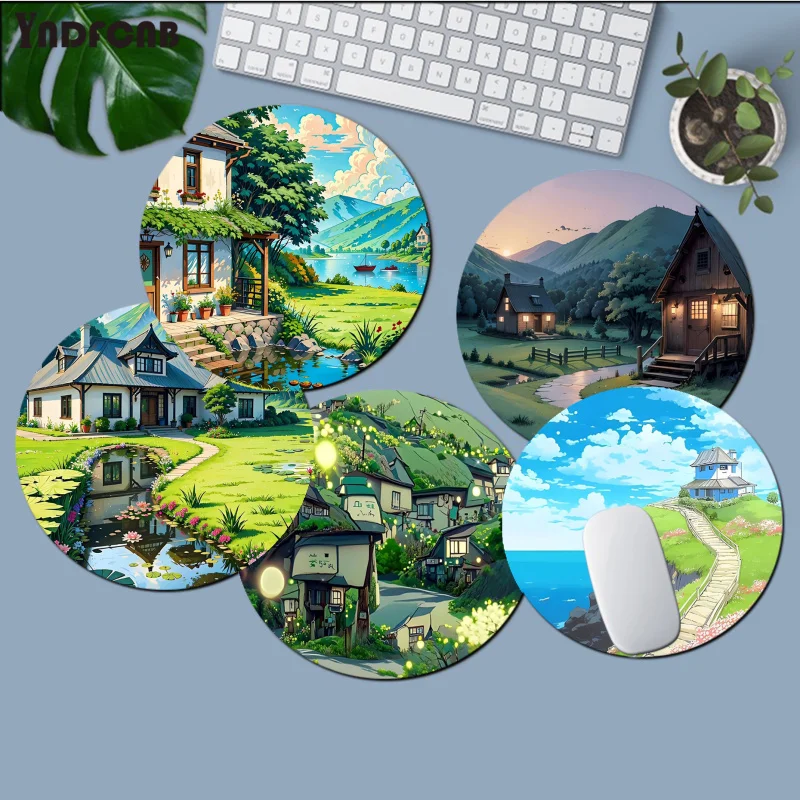 

Коврик для мыши с изображением пейзажа, итальянской живописи, Круглый Большой рекламный коврик для мыши с анимацией, коврик для мыши для студентов, игровой коврик для компьютерной клавиатуры