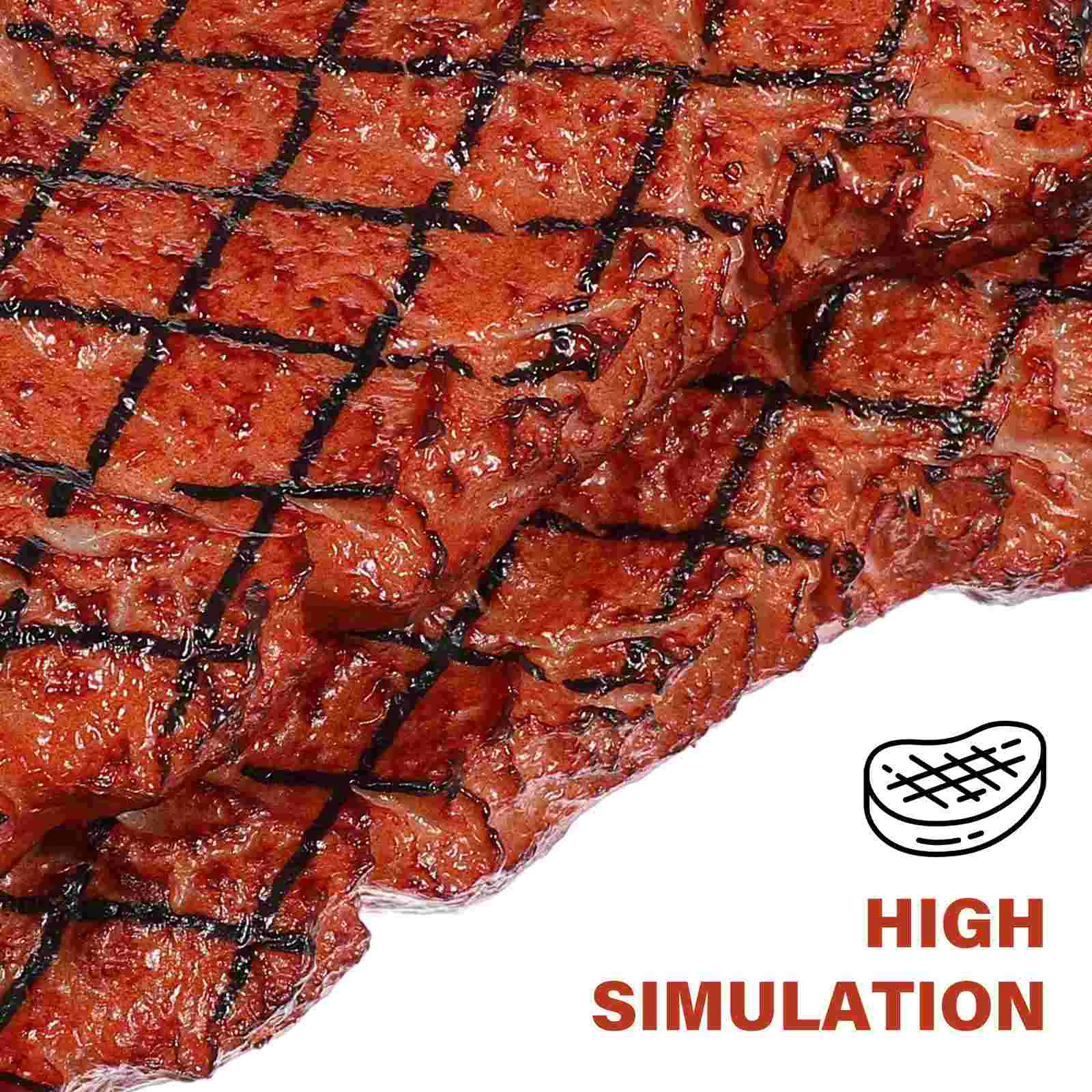 

2 Pcs Toys Food Model Fake Meat Steak Commemorate Artificial Decors Plastic Props Travel