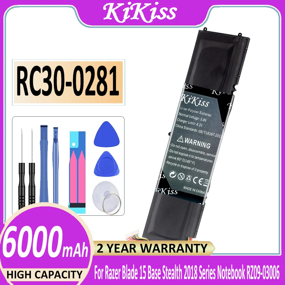 

Original KiKiss Battery RC30-0281 6000mAh for Razer Blade GTX 1650 Max-Q RZ09-03102E52-R3U1 Stealth 13 Stealth13 2018 2019