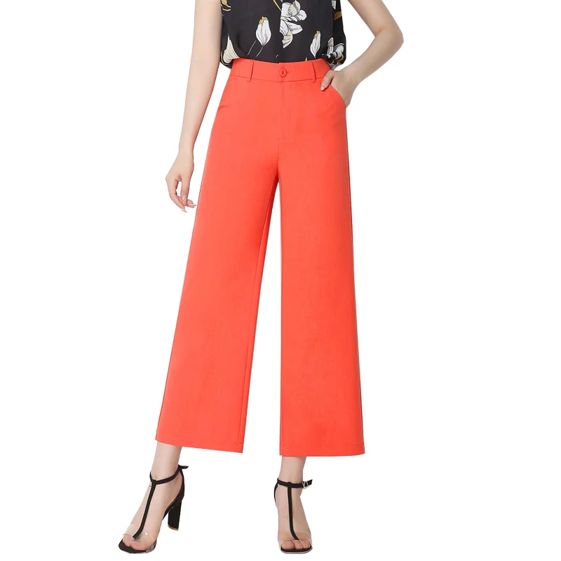 Женские Летние льняные тонкие широкие укороченные брюки с высокой талией Прямые