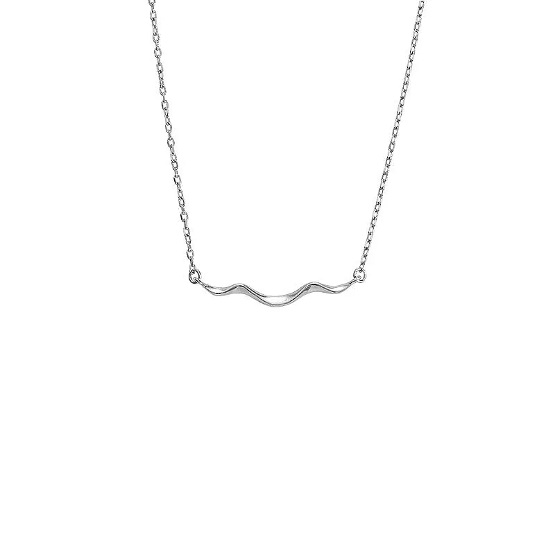 

925 sterling silver wave necklace female light luxury niche sweater clavicle chain pendant simple design sense senior accessorie