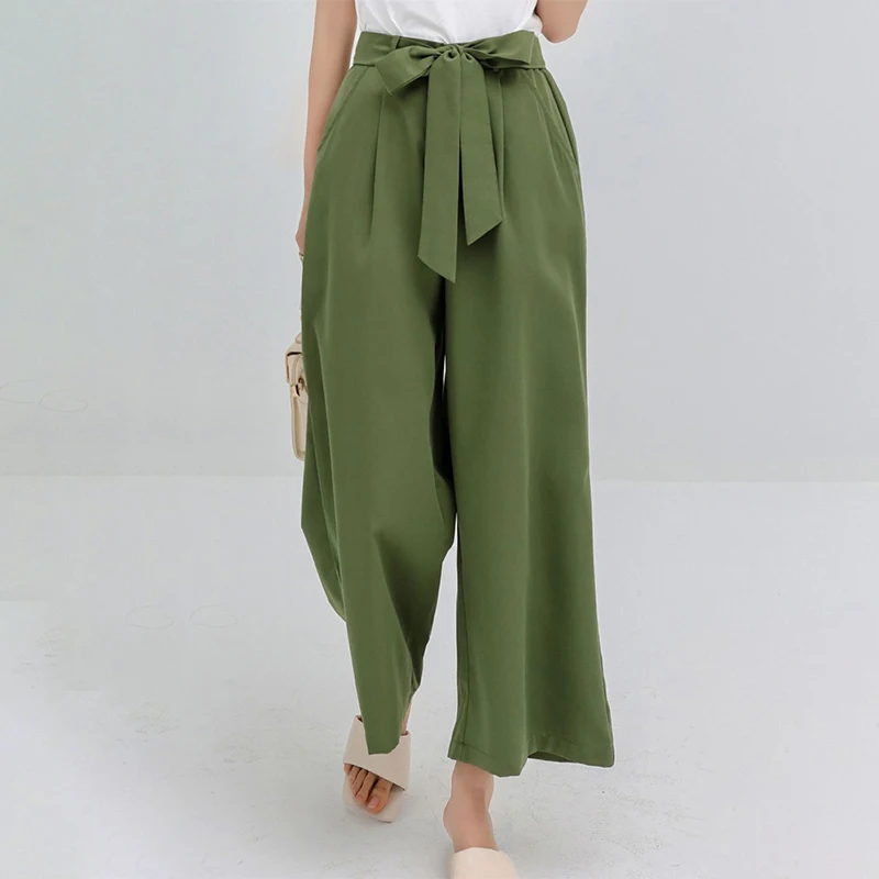 

Повседневные брюки 2022, женские летние свободные брюки до щиколотки с широкими штанинами, прямая модная женская одежда, классические брюки д...