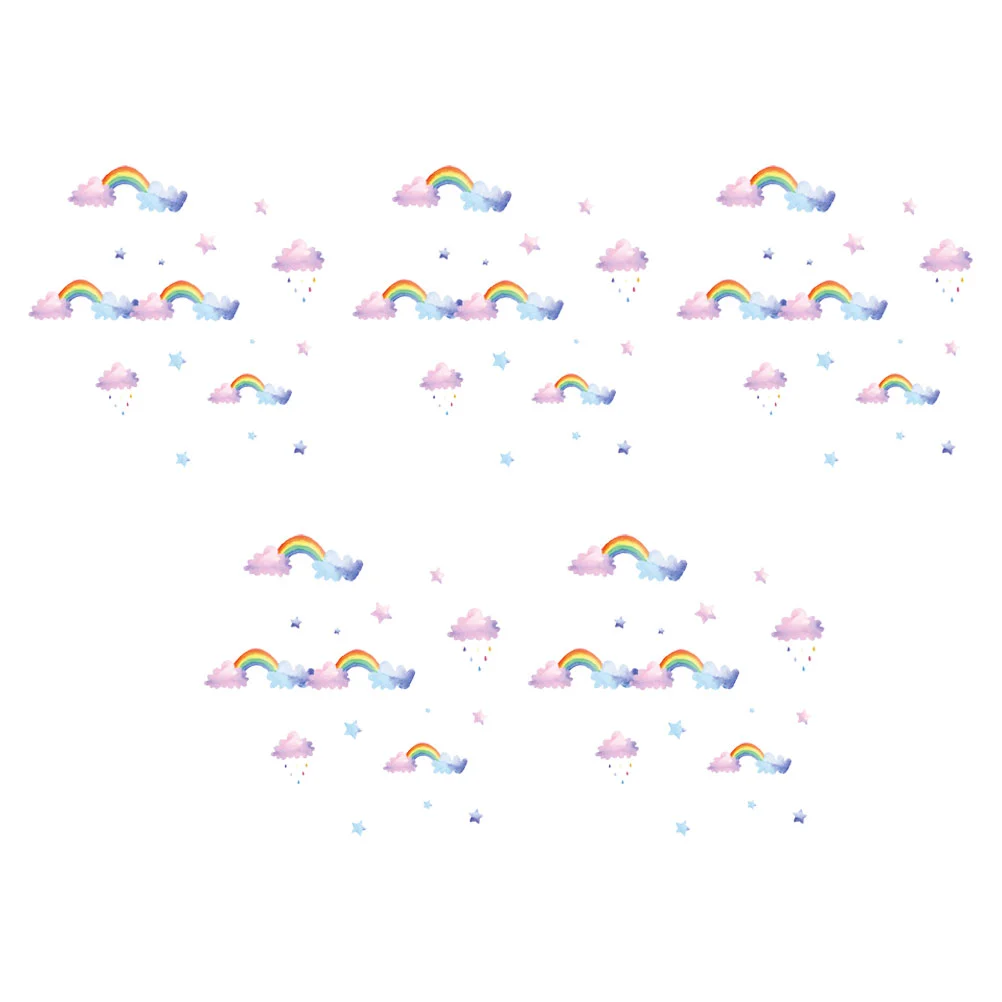 

Sticker Wall Cartoon Cloud Watercolor Bedroom Decal Vinyl Playroomkids Decor Stickers Removable Raindrop Decals Rainbow Pattern