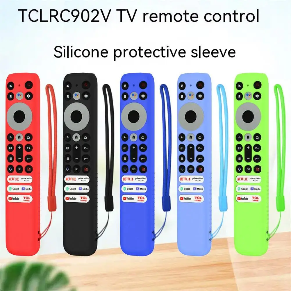

Silicone Case Remote Control Protective Cover Dustproof Cover With Protective Belt Lanyard Compatible For TCL RC902V Accessories
