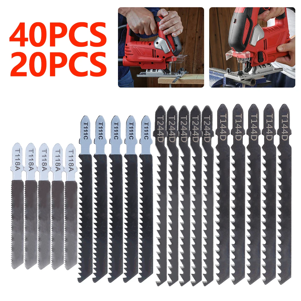 

20Pcs/40Pcs Jig Saw Blade Jigsaw Blades Set Metal Wood Assorted Blades Woodworking T144D/T244D/T118A/T111C