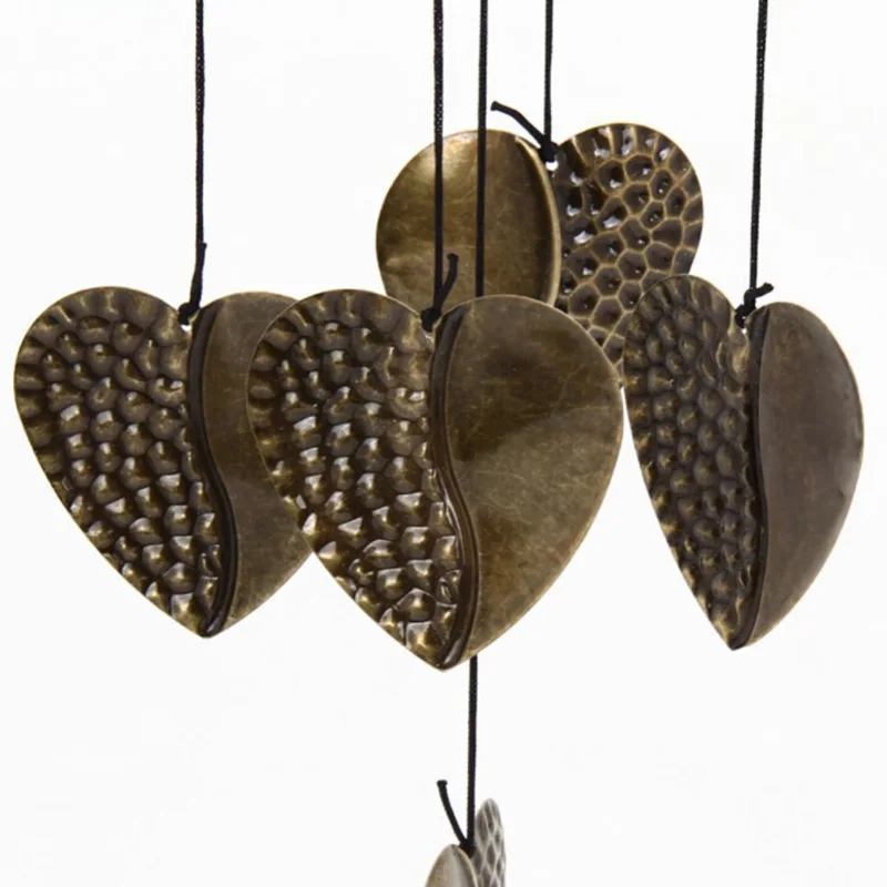 

8 Tubes Home Garden Gift Wind bells Copper alloy Sound Wood Heart-shaped Decoration Chimes Ornament Hanging Solid