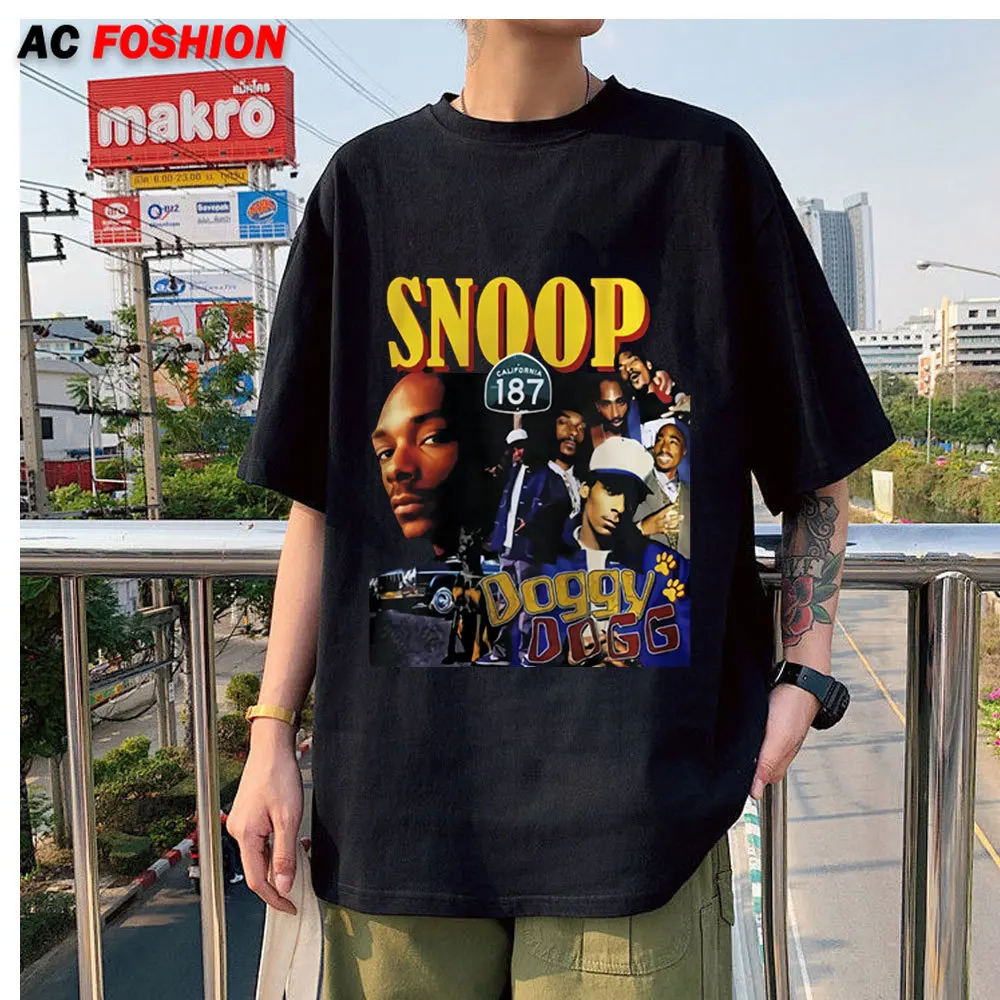Мужские футболки Snoop Doggy Dogg модные хлопковые свободные с героями мультфильмов